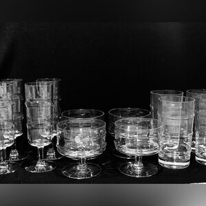 Vintage West Virginia Bamboo Optic Smooth Glass Set of 12 Glasses 1960s